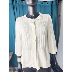 Willow Bay Button Front Cardigan Women's XL Cream Cotton Blend 3/4 Sleeve